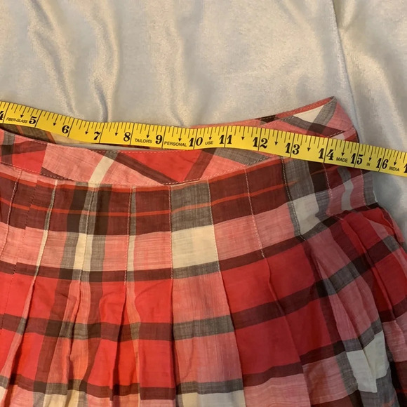 Talbots size 2 red brown cream plaid apple picking light skirt A line pleated - Picture 5 of 9